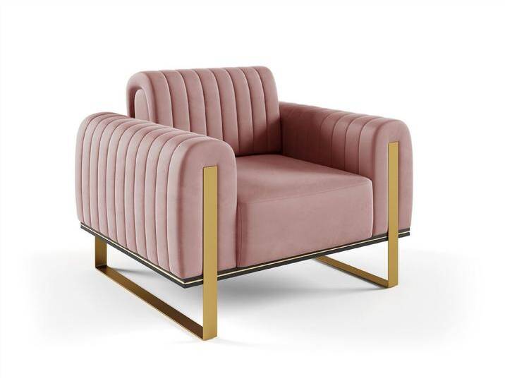 Fun Möbel Sessel Designersessel FUN MADINA in Stoff Elisa Velvet (Auch im 3-2-1 Set erhältlich), Rücken echt bezogen, rosa, Altrosa von OTTO