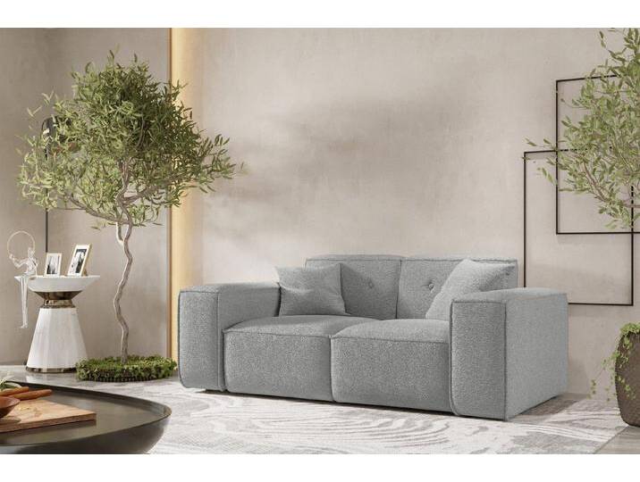 Fun Möbel Sofa Designersofa CESINA 2-Sitzer in Stoff, inkl. 2 Zierkissen, Rundumbezug, grau, Designersofa Sofa CESINA 2-Sitzer Stoff Ascot Bukla Grau von OTTO