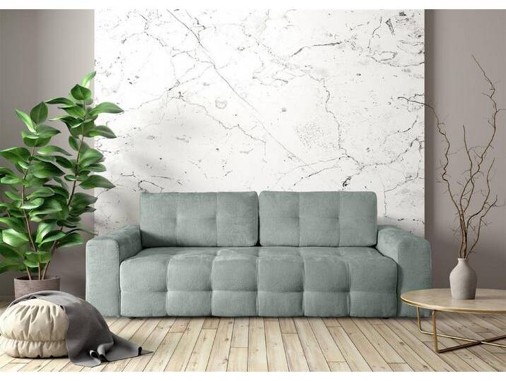 Fun Möbel Sofa Schlafsofa Designersofa Sofa 3-Sitzer ARIELLE, inkl. 2 Rückenkissen, inkl. Bettkasten, grün, Salbeigrün von OTTO