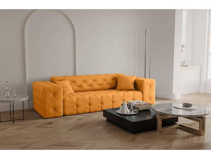 Fun Möbel Sofa Sofa Designersofa CHANTAL 3-Sitzer in Stoff Opera Velvet, gelb, Designersofa Sofa CHANTAL 3-Sitzer Stoff Opera Velvet Gelb, Gelb von OTTO