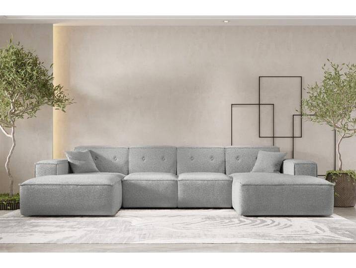 Fun Möbel Wohnlandschaft Sofa U-Form CESINA in Stoff, inkl. 2 Zierkissen, Rundumbezug, grau von OTTO