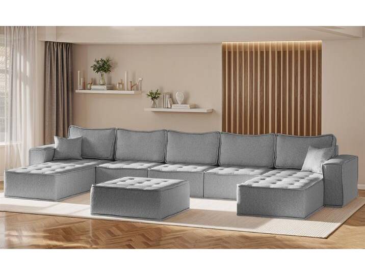 Fun Möbel Wohnlandschaft Sofa U-Form Modulsofa-Set 6-teilig SANDE in Stoff, Alle Module zu System SANDE sind auch Einzel erhältlich, Inkl. Polsterhocker Fun Möbel Wohnlandschaft Sofa U-Form Modulsofa-Set 6-teilig SANDE in Stoff, Alle Module zu System SANDE sind auch Einzel erhältlich, Inkl. Polsterhocker von OTTO