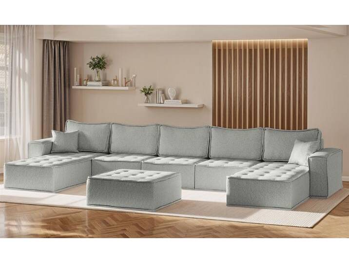 Fun Möbel Wohnlandschaft Sofa U-Form Modulsofa-Set 6-teilig SANDE in Stoff, Alle Module zu System SANDE sind auch Einzel erhältlich, Inkl. Polsterhocker Fun Möbel Wohnlandschaft Sofa U-Form Modulsofa-Set 6-teilig SANDE in Stoff, Alle Module zu System SANDE sind auch Einzel erhältlich, Inkl. Polsterhocker von OTTO