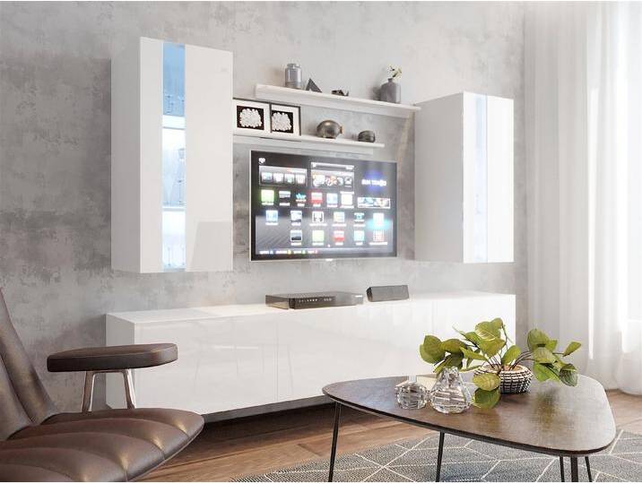 Fun Möbel Wohnwand Mediawand - NEXI XL 26 mit Hochglanzfronten, (Set, 6-St), inkl. LED, weiß, Wohnwand NEXI XL 26 Weiss, Weiss von OTTO