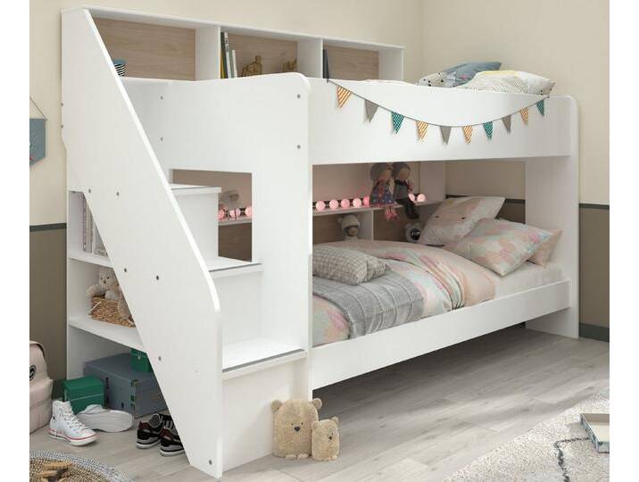 Furn.Design Etagenbett Mybed (Hochbett in weiß mit Eiche, 2x Liegefläche 90 x 200 cm), kein extra Lattenrost erforderlich, Ohne Bettschubkasten von OTTO