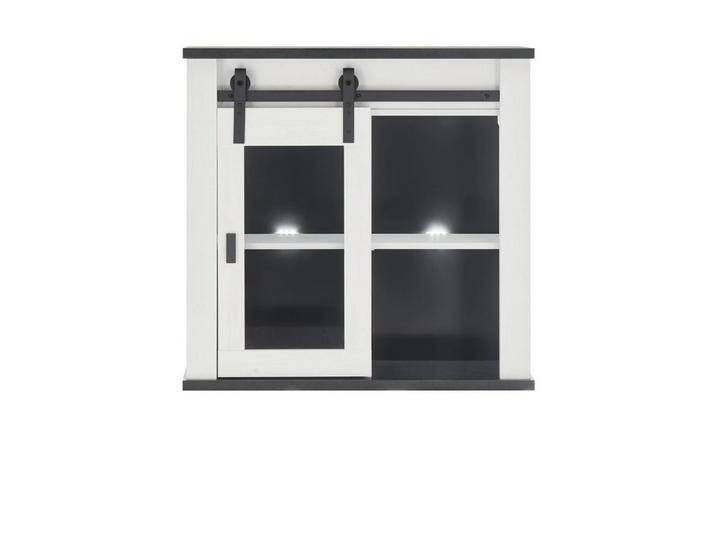 Furn.Design Hängeschrank Stove (Küchenschrank in weiß Pinie und anthrazit, Landhaus) mit Schwebetür, weiß, Mit Beleuchtung von OTTO