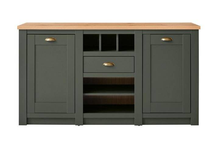 Furn.Design Kommode Norwich (Sideboard in dunklem grün mit Wotan Eiche, 145 x 83 cm), Landhausstil, grün von OTTO