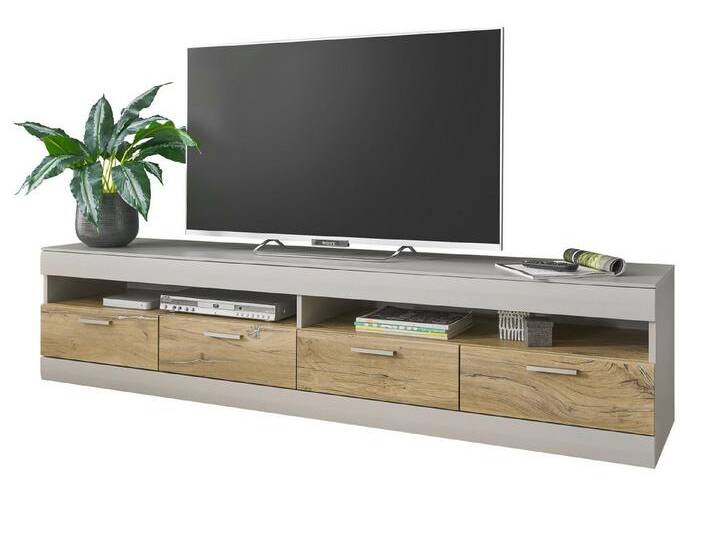 Furn.Design Lowboard Griego (Großer TV Unterschrank in Kieselgrau mit Eiche, Breite 200 cm), mit Soft-Close-Funktion, grau von OTTO