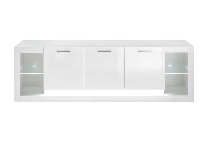 Furn.Design Lowboard Ladis (TV Unterschrank in weiß Hochglanz, 198 x 61 cm), 6 Stauraumfächer, weiß, Mit Beleuchtung von OTTO