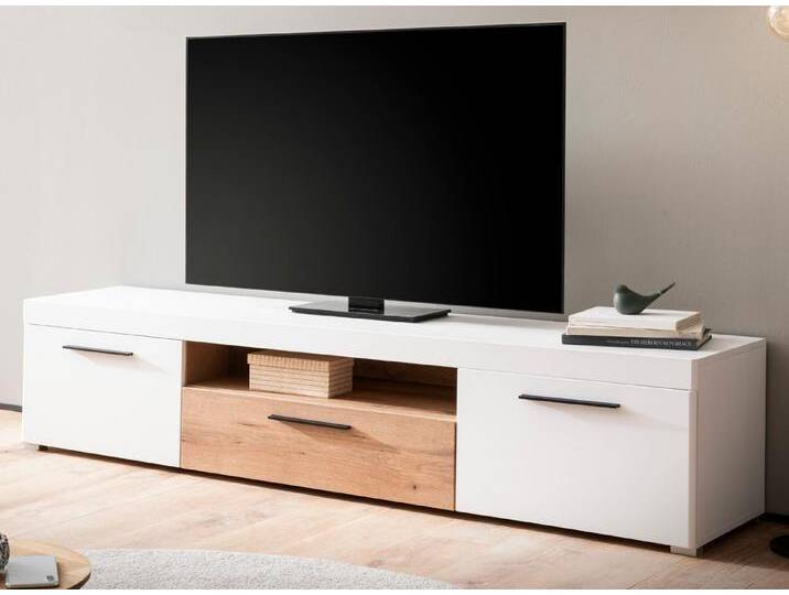 Furn.Design Lowboard Lavell (TV Unterschrank in weiß matt mit Eiche, Breite 205 cm), mit Soft-Close-Funktion, weiß, Mit Beleuchtung von OTTO