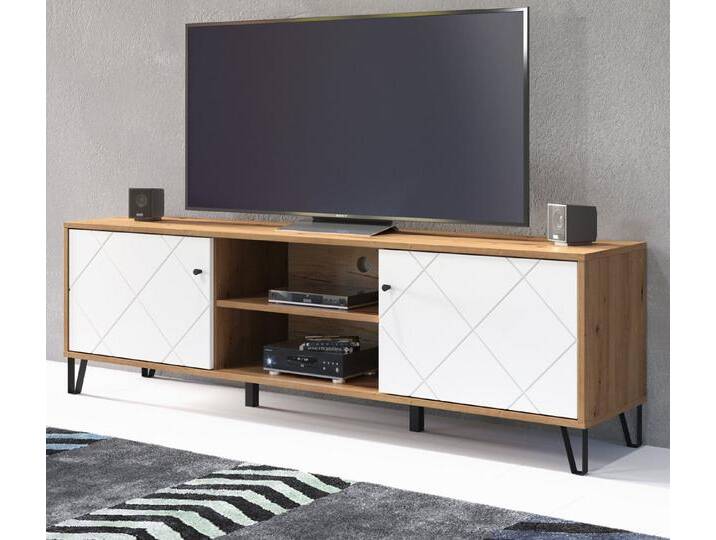 Furn.Design Lowboard Tough (TV Unterschrank in weiß und Eiche, 183 x 56 cm), mit Soft-Close-Funktion, beige von OTTO