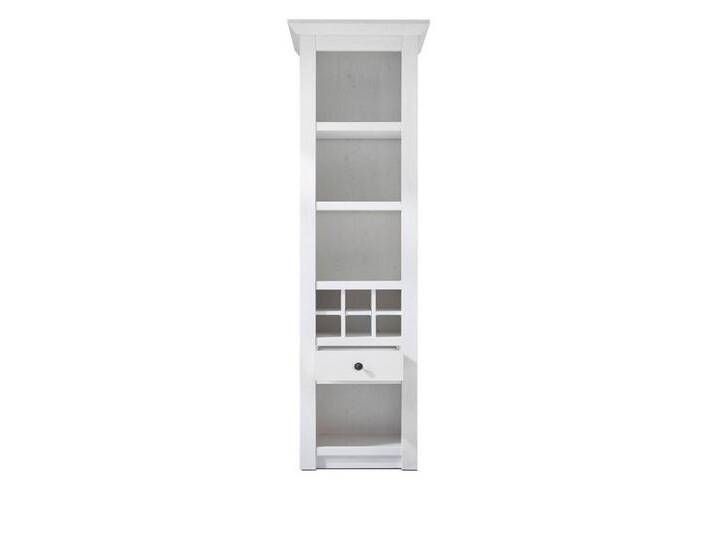 Furn.Design Standregal Hooge, Regalschrank in weiß Pinie Landhaus, 56 x 207 cm, mit Flaschenregal, weiß, Mit Beleuchtung/ohne Flechtkorb von OTTO