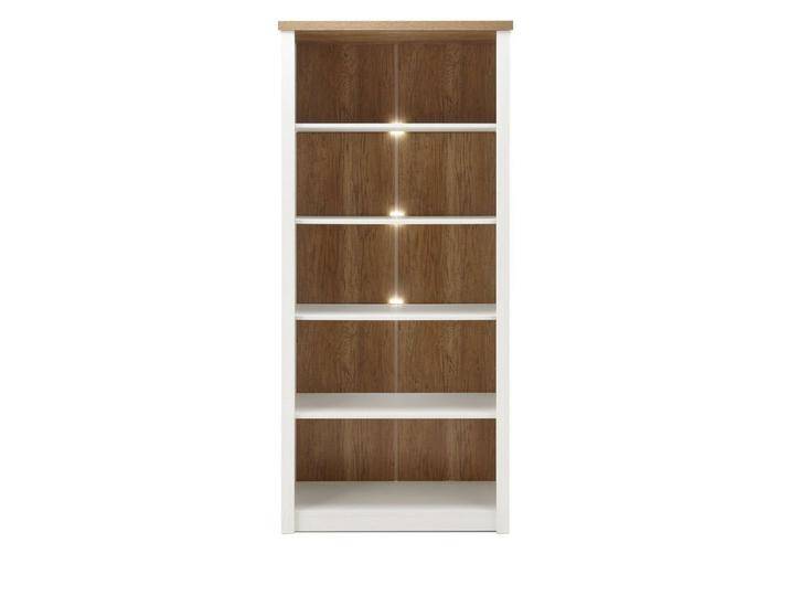 Furn.Design Standregal Seyne, Regalschrank in Pinie weiß und Eiche hell, auf Wunsch mit Beleuchtung, weiß, Mit Beleuchtung von OTTO