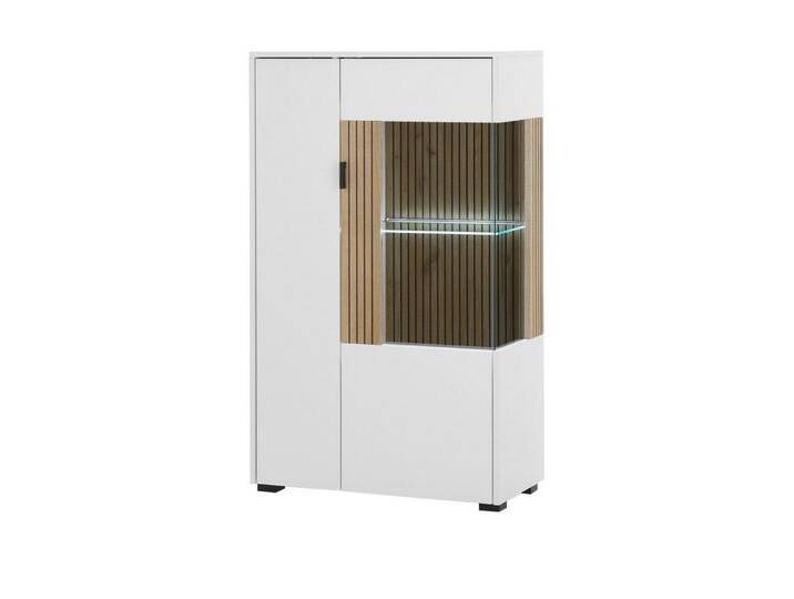 Furn.Design Standvitrine Merced (Highboard in weiß mit Eiche, 75 x 125 cm) Soft-Close, weiß von OTTO