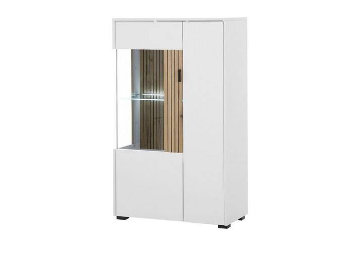 Furn.Design Standvitrine Merced (Highboard in weiß mit Eiche, 75 x 125 cm) Soft-Close, weiß von OTTO