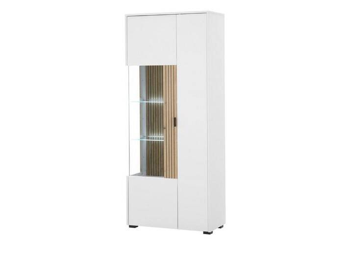 Furn.Design Standvitrine Merced (Vitrinenschrank in weiß mit Eiche, 75 x 180 cm) Soft-Close, weiß von OTTO