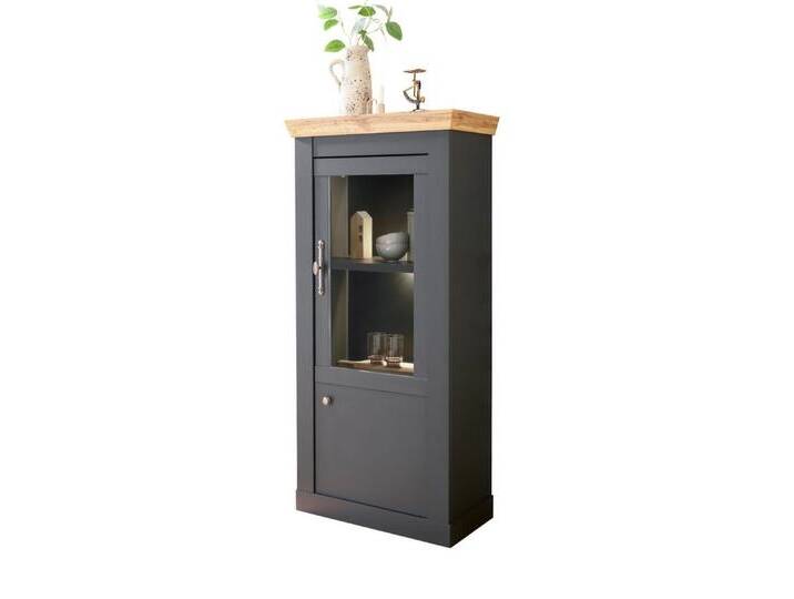 Furn.Design Standvitrine Ribera (Hochkommode in matt grau mit Wotan Eiche, 72 x 146 cm) mit Soft-Close-Funktion, grau, Mit LED Beleuchtung von OTTO