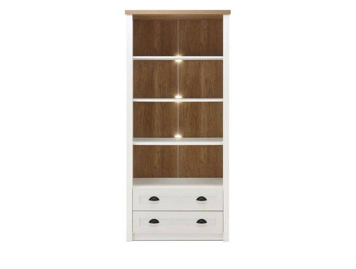 Furn.Design Stauraumregal Seyne, Regalschrank in Pinie weiß mit Eiche hell, Landhausstil, mit Schubladen, weiß, Mit Beleuchtung von OTTO
