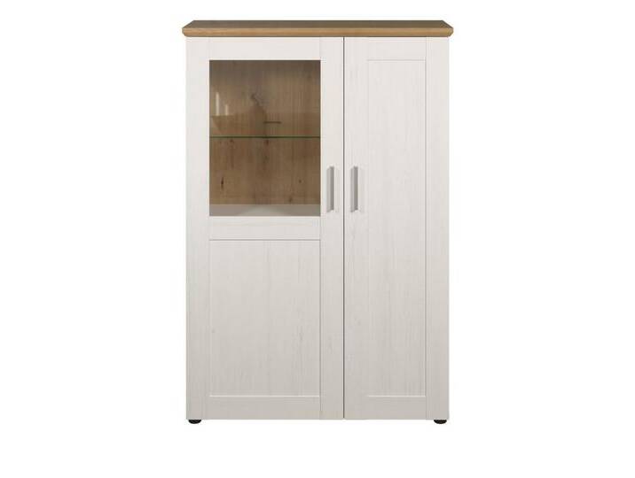 Furn.Design Stauraumvitrine Cloud (Highboard in Pinie weiß mit Artisan Eiche, 95 x 140 cm) viel Stauraum, weiß, Mit Beleuchtung von OTTO