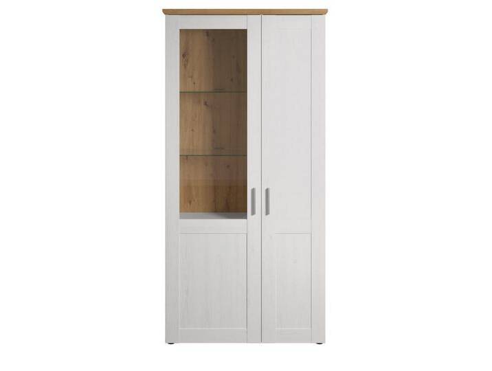 Furn.Design Stauraumvitrine Cloud (Vitrinenschrank in Pinie weiß mit Eiche Artisan, 2-türig, 95 x 194 cm) 9 Fächer, weiß, Ohne Beleuchtung von OTTO