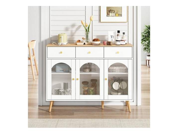 Furnishings Home Eckschrank Esszimmerschrank 3 Türen und 3 Schubladen weiß (1-St) Moderner Stil Ideal für Küche und Wohnzimmer von OTTO