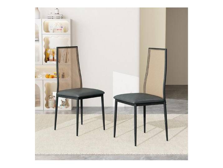 Furnishings Home Hochlehner Esszimmerstuhl Rattanstuhl (2er-Set) (2 St), 2 tlg . Hohe Rückenlehne, Sitzfläche aus Rattan, schwarz, Schwarz von OTTO