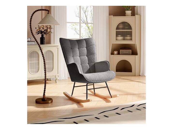 Furnishings Home Schaukelstuhl Polsterstuhl Sessel Stillsessel (Schaukelstuhl mit hoher Rückenlehne), Kopfstütze und Sitzkissen Teddyplüsch von OTTO