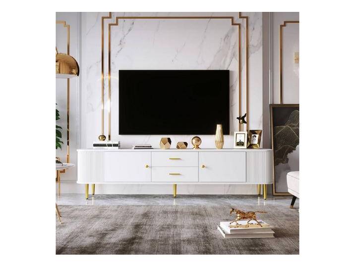Furnishings Home TV-Schrank Weißer Unterschrank mit 2 Schubladen und 2 Fächern (Set, 1er Set), weiß von OTTO