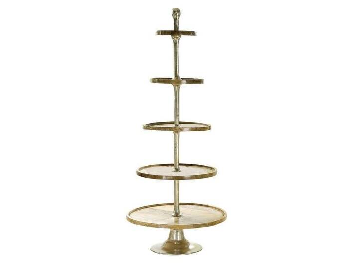 GILDE Dekoobjekt 5er Etagere XXL aus Alu mit Mangoholzplatten 30x40x50x60x75 cm von OTTO