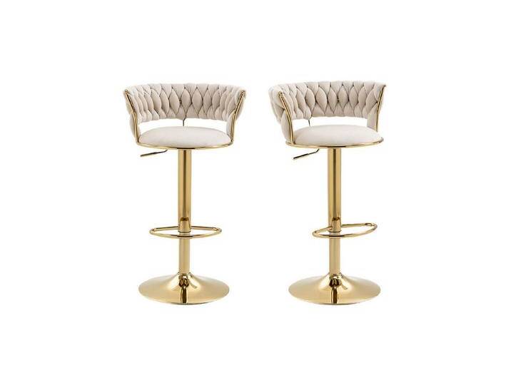 GLP Barhocker Luxus Samt 2er Set Designer Barstühle (2 St), Modernes Design, Metall, Höhenverstellbar, weiß, Weiß von OTTO