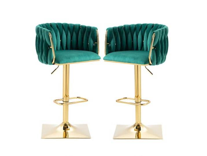 GLP Barhocker Luxus Samt 2er Set Designer Barstühle (2 St), mit Rückenlehne und Fußstütze, 360° drehbar, höhenverstellbar, grün, Grün von OTTO
