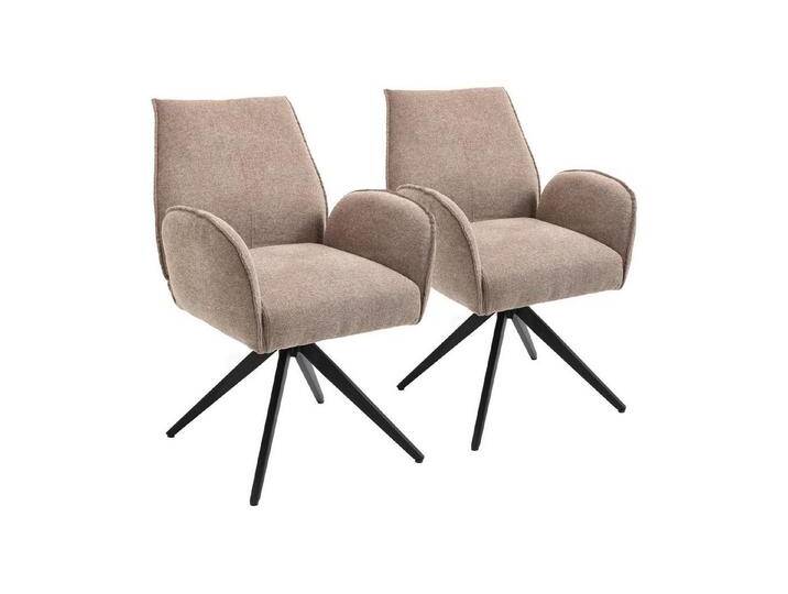 GMD Living Drehstuhl MIMA (2er Set), 2er Set Drehstuhl mit Textilbezug, braun, Textilbezug, Eisengestell, Schaumstoff Polster, latte von OTTO