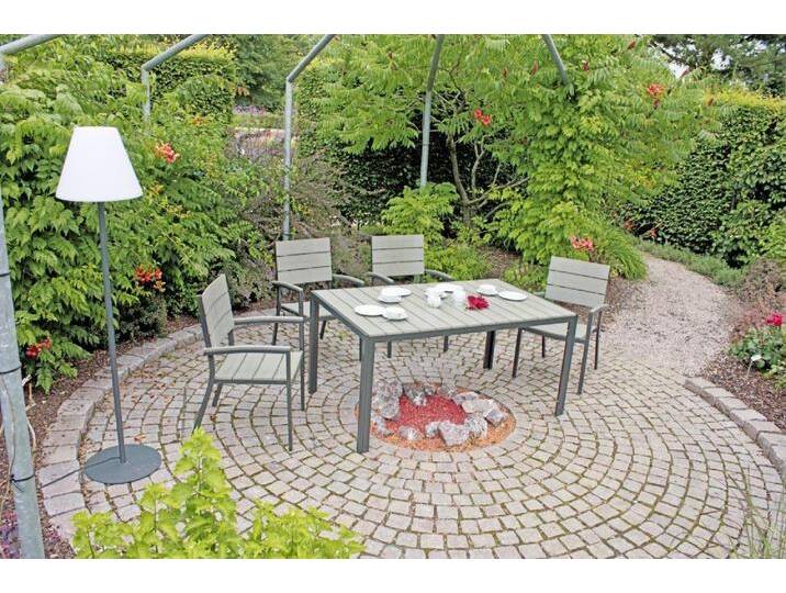 Garden Pleasure Sitzgruppe, (5-tlg), 5tlg Sitzgruppe Tisch Esstisch Stuhl Stühle Sessel Stapelstuhl, grau von OTTO