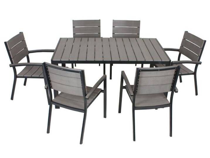 Garden Pleasure Sitzgruppe, (7-tlg), 7tlg Sitzgruppe Tisch Esstisch Stuhl Stühle Sessel Stapelstuhl, grau von OTTO