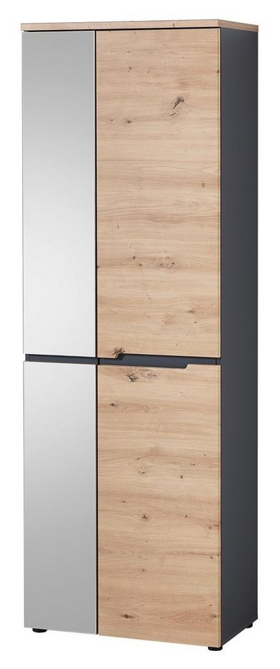 Garderobenschrank MEMPHIS, B 65 cm x H 197 cm, Artisan Eiche Dekor, Graphitfarben. mit Spiegel Garderobenschrank MEMPHIS, B 65 cm x H 197 cm, Artisan Eiche Dekor, Graphitfarben. mit Spiegel von OTTO