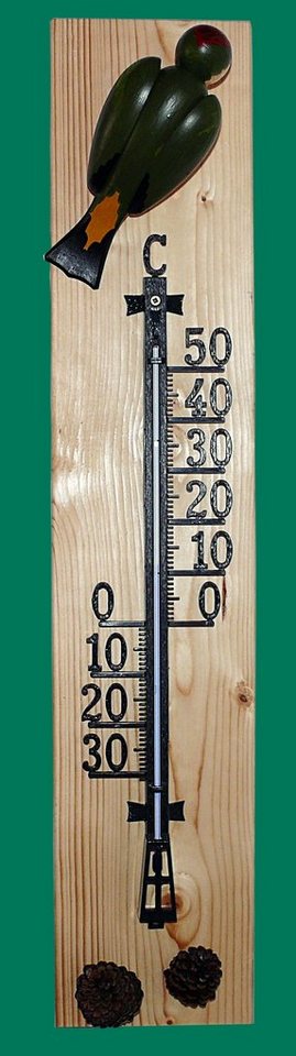 Gartenfigur Ganzjahresdekoration Thermometer mit Grünspecht Höhe 72cm NEU von OTTO