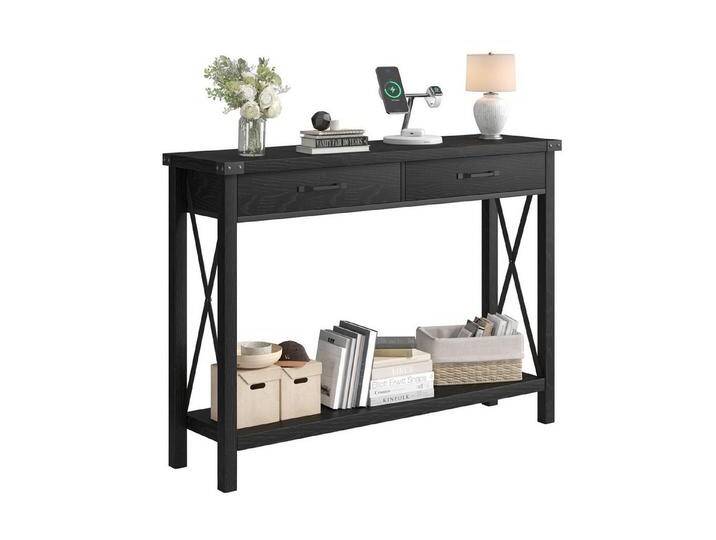 GarveeMore Konsolentisch,Beistelltisch mit 2 Schubladen und 1 regal,110x30x78cm, Holzkonsolentisch,Sofatisch für Eingangsbereich,Wohnzimmer,Flur,Foye von OTTO