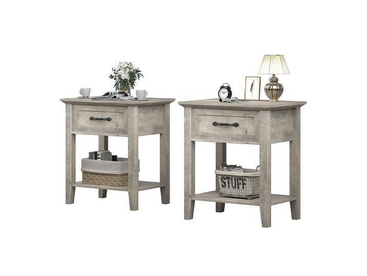 GarveeMore Nachtkommode 2 Stück Nachtständer mit Schublade,Endtisch/Beistelltisch/Nachtständer, grau, grey GarveeMore Nachtkommode 2 Stück Nachtständer mit Schublade,Endtisch/Beistelltisch/Nachtständer, grau, grey von OTTO