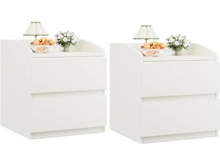GarveeMore Nachttisch mit 2 Schubladen Nachtschrank,60X40X58CM (2-St), (2-St), Nachtkommode Nachtkonsole Beistelltisch für Wohnzimmer, weiß von OTTO