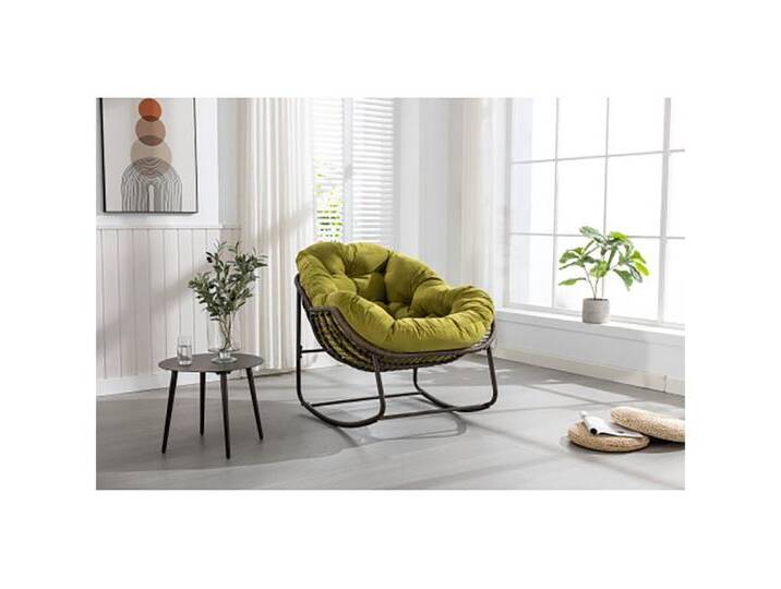 GarveeMore Schaukelsessel Schaukelsessel outdoor Wohnzimmer Garten Rattanstuhl,99x76x25cm (1 Schaukelstuhl), mit Relaxfunktion, grün, Olivgrün von OTTO