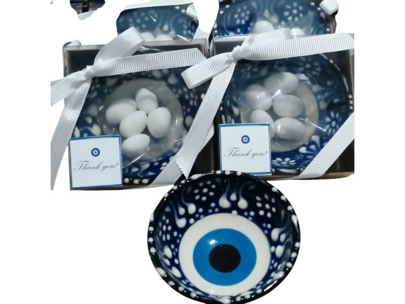 inovesis Geschenkbox Hochzeitsgeschenk: Nazar-Schale mit weißer Schleife (12 St) von inovesis