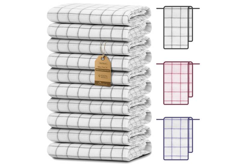 NatureMark Geschirrtuch 10er-Set Küchentücher 50x70cm, (Set, 10-tlg), 10x Geschirrtücher kariert, weich, 100% Baumwolle, Anthrazit grau von NatureMark