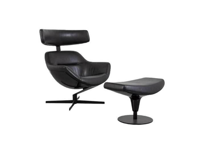 Giorgetti Cocktailsessel Ruhesessel Auckland Mit Hocker Auckland Leder 13X606, schwarz von OTTO