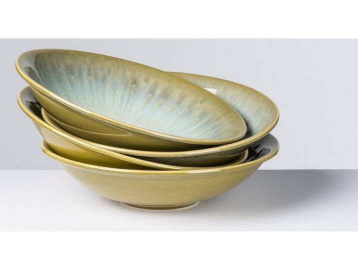 Gipfelstück Suppenteller Flussufer, (4 St), Reaktivglasur außergewöhnlicher, visueller Farbverlauf, Ø 21 cm, blau grün, Blau,Grün,Weiß von OTTO