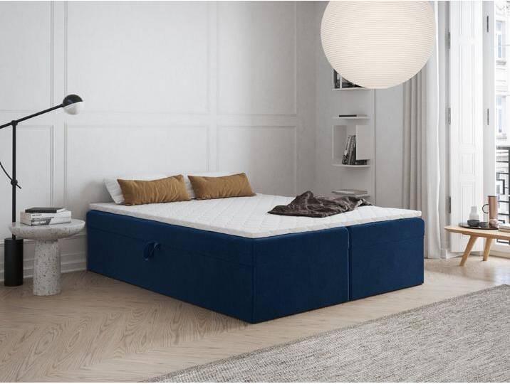 Godre Boxspringbett FARO 2 160x200 mit Bonell Materatze Topper T Visco (Bett + Matratze + Topper T Visco), Bett mit zwei seitlich zu öffnenden Kästen, blau von OTTO