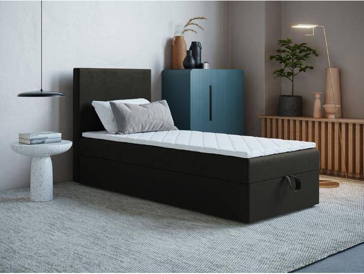 Godre Boxspringbett mit Bettkasten ARES MINI 90x170 cm - Topper T-Visco (Bett + Matratze + Topper), Bett mit einem Kasten, grau, Bonellfederkern von OTTO