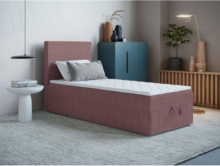 Godre Boxspringbett mit Bettkasten ARES MINI 90x180 cm - Topper T-Visco (Bett + Matratze + Topper), Bett mit einem Kasten, rosa, Bonellfederkern von OTTO
