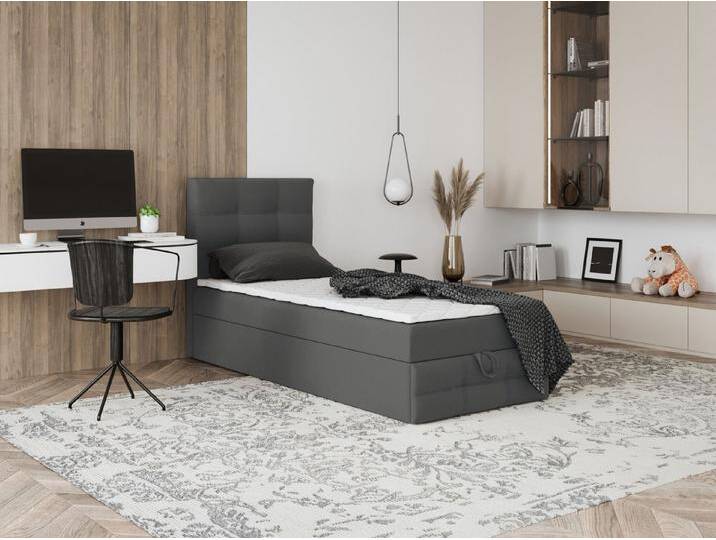 Godre Boxspringbett mit Bettkasten EWORA MINI 3 100x170 cm - Bonellfederkern Matratze (Bett + Matratze + Topper), Bett mit einem Kasten, grau von OTTO