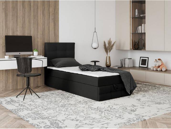 Godre Boxspringbett mit Bettkasten EWORA MINI 3 90x180 cm - Taschenfederkern Matratze (Bett + Matratze + Topper), Bett mit einem Kasten, schwarz von OTTO