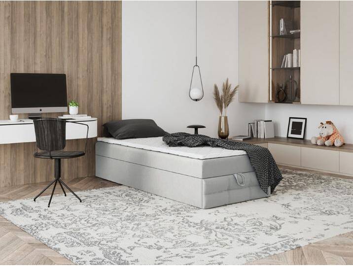 Godre Boxspringbett mit Bettkasten EWORA MINI 4 100x180 cm - Bonellfederkern Matratze (Bett + Matratze), Bett mit einem Kasten, grau, Ohne Topper von OTTO